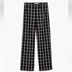 MADEWELL Slim Emmett Wide Leg Pant in Windowpane Check.